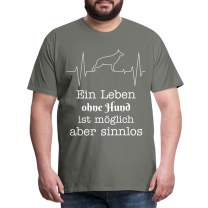 Männer Premium T-Shirt - Ein Leben ohne Hund ist möglich aber sinnlos! Tierspruch Design - Asphalt