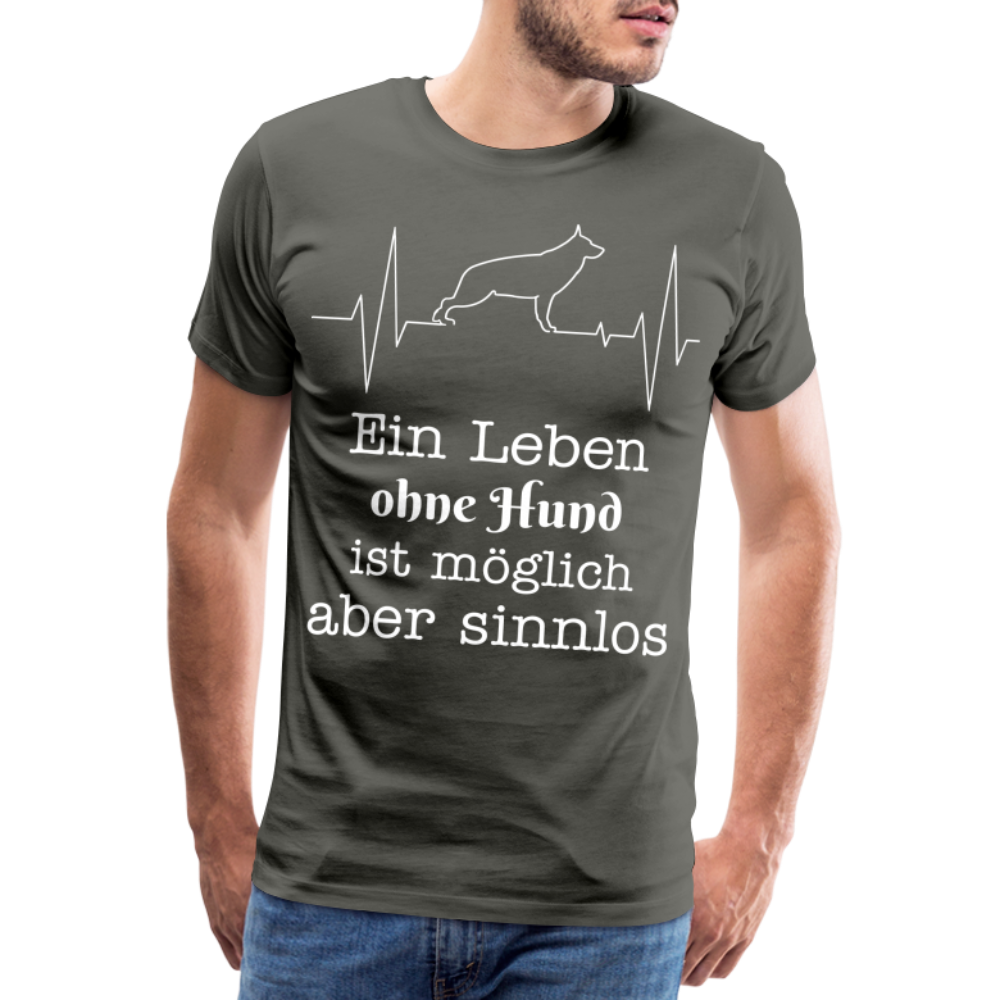 Männer Premium T-Shirt - Ein Leben ohne Hund ist möglich aber sinnlos! Tierspruch Design - Asphalt