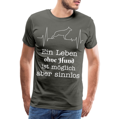 Männer Premium T-Shirt - Ein Leben ohne Hund ist möglich aber sinnlos! Tierspruch Design - Asphalt