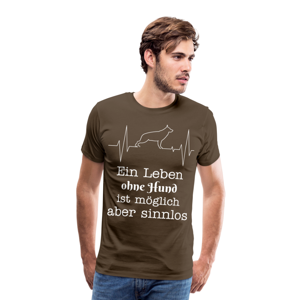 Männer Premium T-Shirt - Ein Leben ohne Hund ist möglich aber sinnlos! Tierspruch Design - Edelbraun