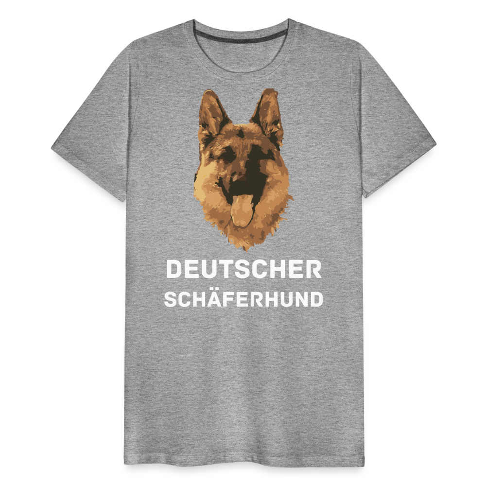 Männer Premium T-Shirt - Deutscher Schäferhund Design mit Text - personalisierbar - Grau meliert