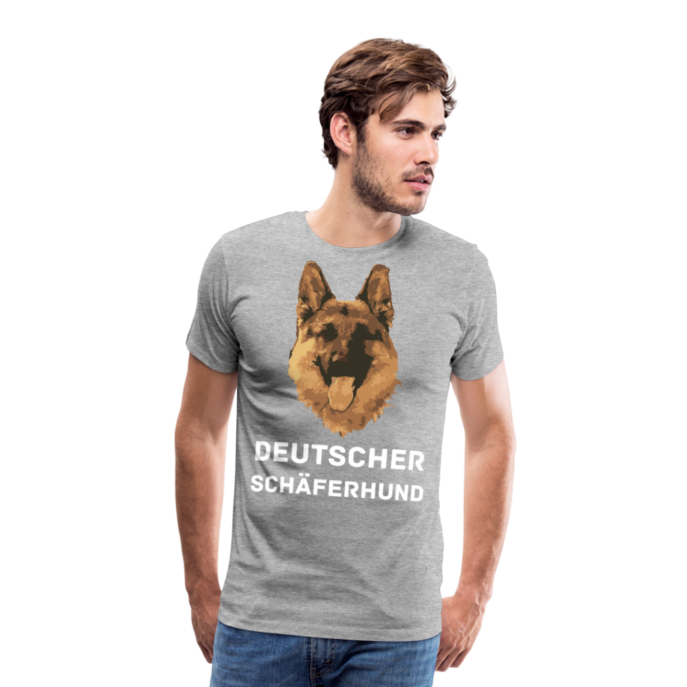 Männer Premium T-Shirt - Deutscher Schäferhund Design mit Text - personalisierbar - Grau meliert