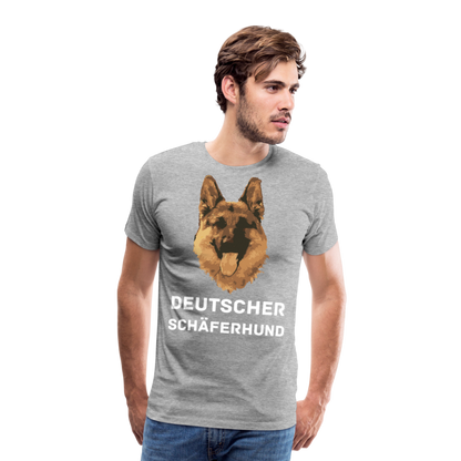 Männer Premium T-Shirt - Deutscher Schäferhund Design mit Text - personalisierbar - Grau meliert