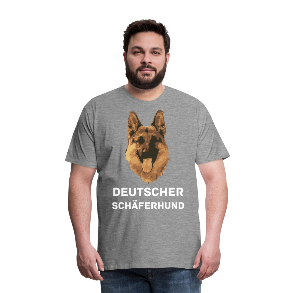 Männer Premium T-Shirt - Deutscher Schäferhund Design mit Text - personalisierbar - Grau meliert