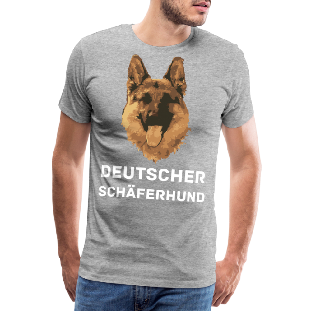 Männer Premium T-Shirt - Deutscher Schäferhund Design mit Text - personalisierbar - Grau meliert