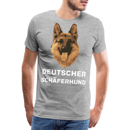 Männer Premium T-Shirt - Deutscher Schäferhund Design mit Text - personalisierbar - Grau meliert