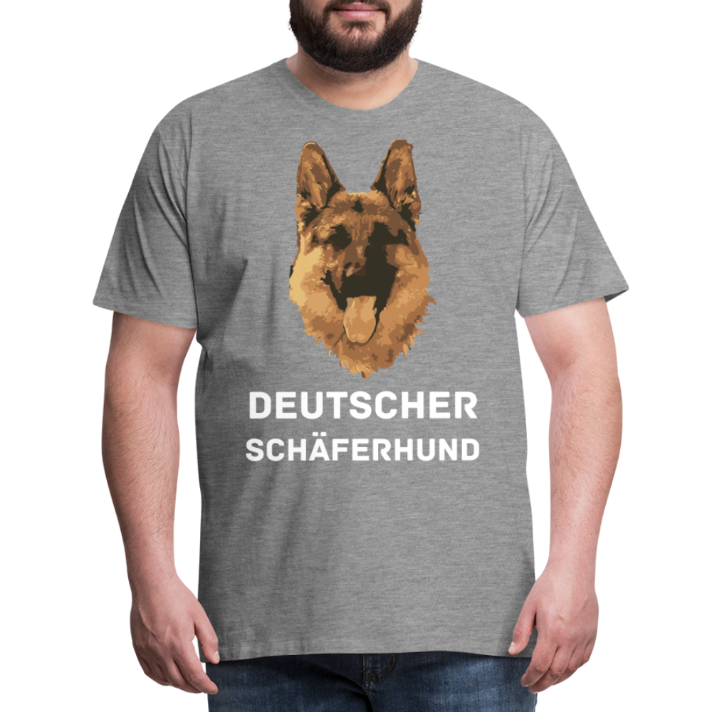 Männer Premium T-Shirt - Deutscher Schäferhund Design mit Text - personalisierbar - Grau meliert