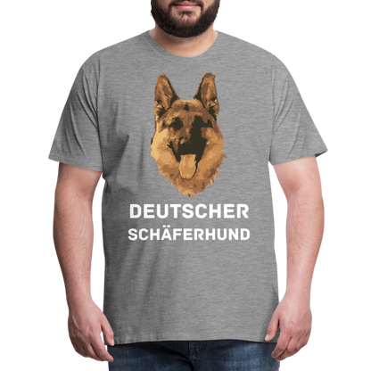 Männer Premium T-Shirt - Deutscher Schäferhund Design mit Text - personalisierbar - Grau meliert