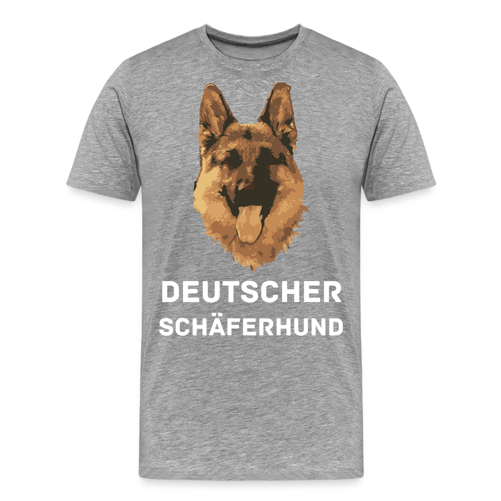 Männer Premium T-Shirt - Deutscher Schäferhund Design mit Text - personalisierbar - Grau meliert