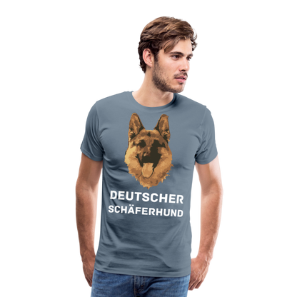 Männer Premium T-Shirt - Deutscher Schäferhund Design mit Text - personalisierbar - Blaugrau