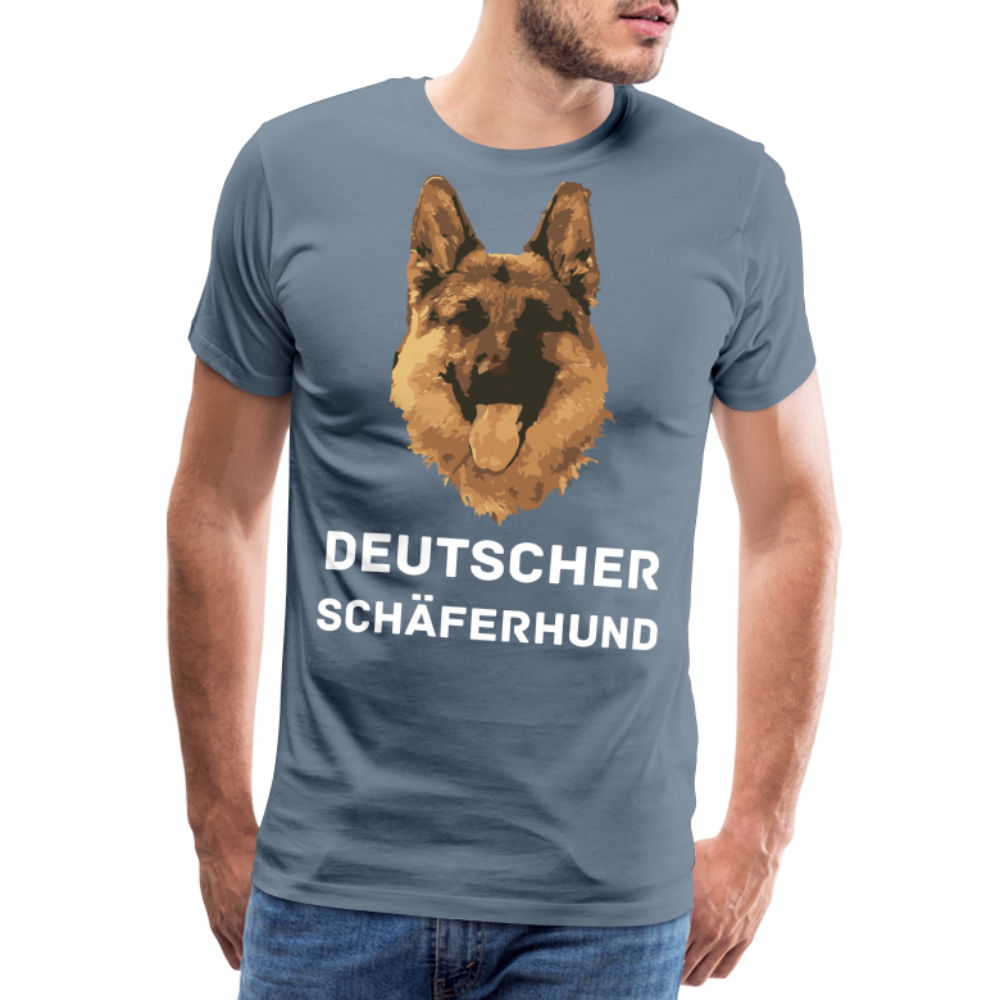 Männer Premium T-Shirt - Deutscher Schäferhund Design mit Text - personalisierbar - Blaugrau