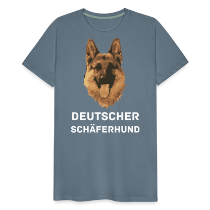 Männer Premium T-Shirt - Deutscher Schäferhund Design mit Text - personalisierbar - Blaugrau