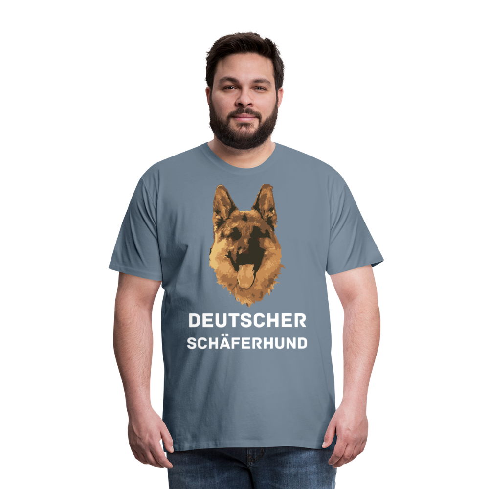 Männer Premium T-Shirt - Deutscher Schäferhund Design mit Text - personalisierbar - Blaugrau