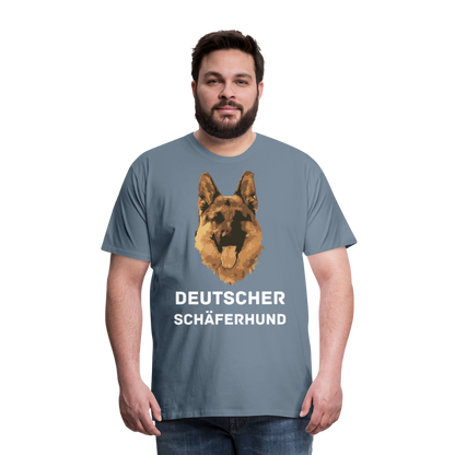 Männer Premium T-Shirt - Deutscher Schäferhund Design mit Text - personalisierbar - Blaugrau