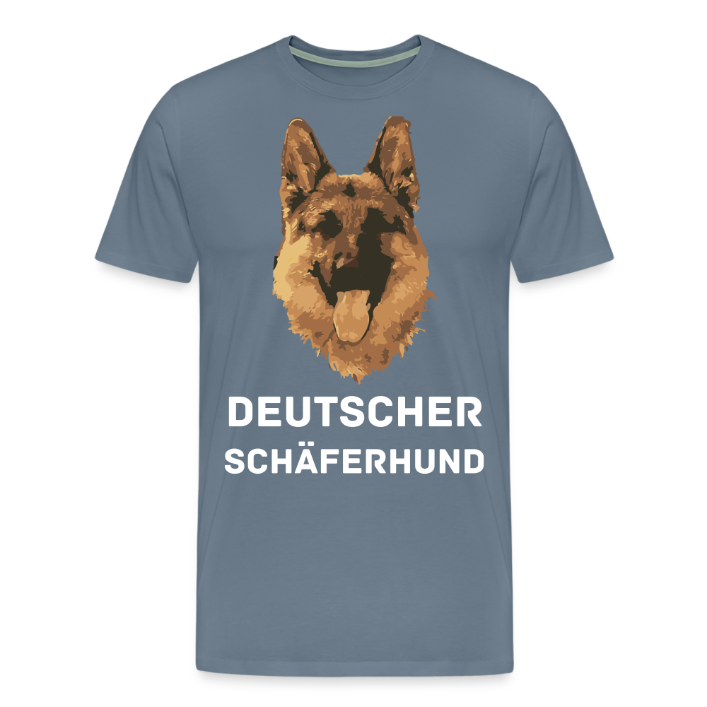 Männer Premium T-Shirt - Deutscher Schäferhund Design mit Text - personalisierbar - Blaugrau