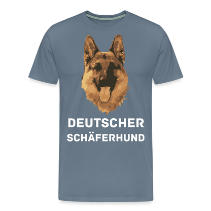 Männer Premium T-Shirt - Deutscher Schäferhund Design mit Text - personalisierbar - Blaugrau