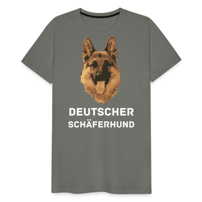 Männer Premium T-Shirt - Deutscher Schäferhund Design mit Text - personalisierbar - Asphalt