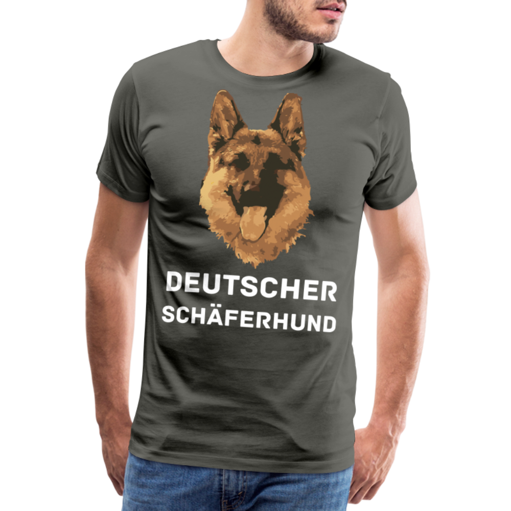 Männer Premium T-Shirt - Deutscher Schäferhund Design mit Text - personalisierbar - Asphalt