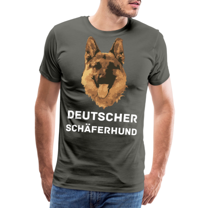 Männer Premium T-Shirt - Deutscher Schäferhund Design mit Text - personalisierbar - Asphalt