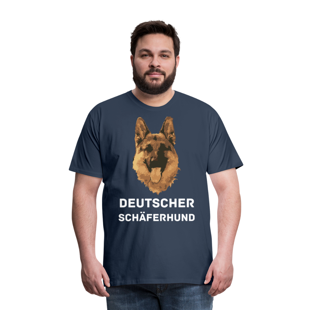 Männer Premium T-Shirt - Deutscher Schäferhund Design mit Text - personalisierbar - Navy