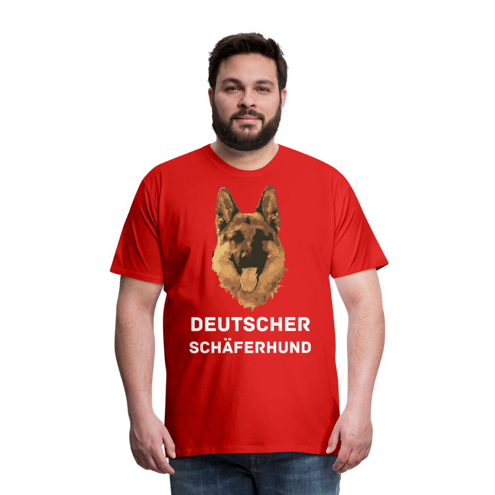 Männer Premium T-Shirt - Deutscher Schäferhund Design mit Text - personalisierbar - Rot