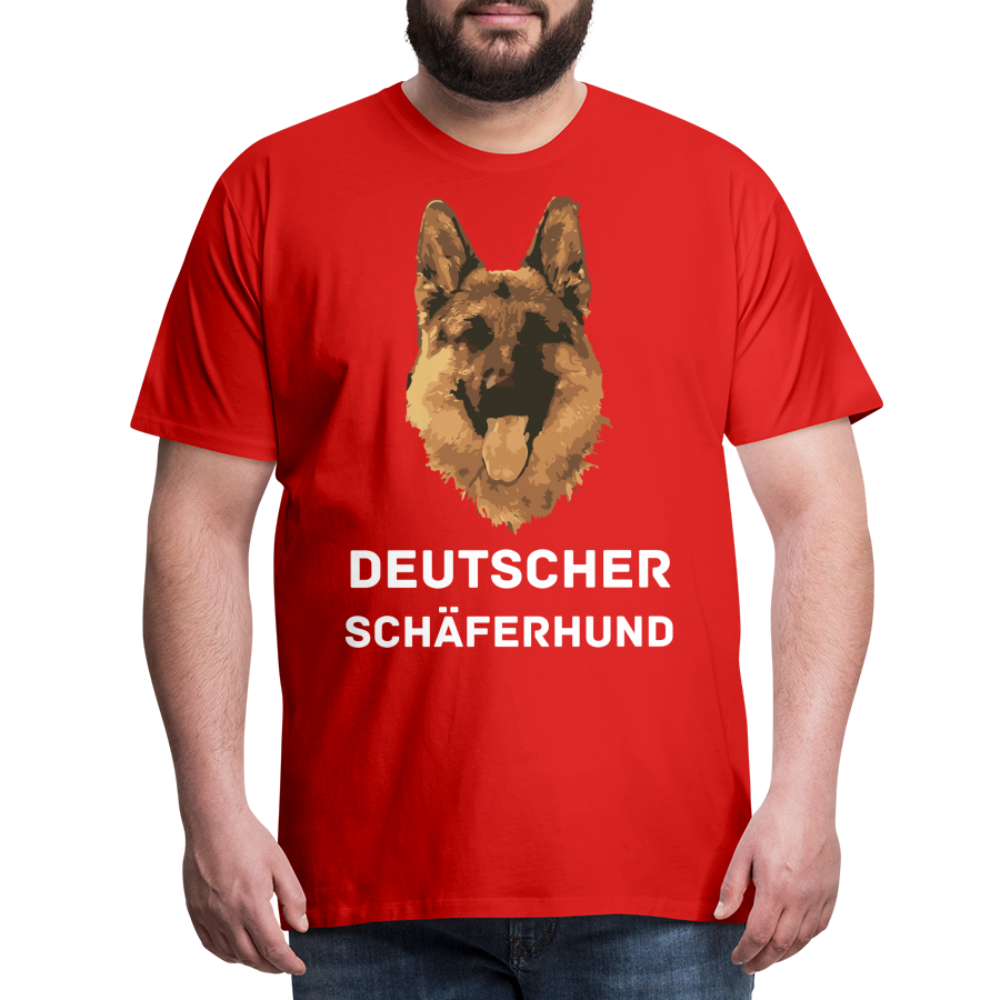 Männer Premium T-Shirt - Deutscher Schäferhund Design mit Text - personalisierbar - Rot