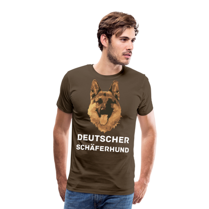 Männer Premium T-Shirt - Deutscher Schäferhund Design mit Text - personalisierbar - Edelbraun