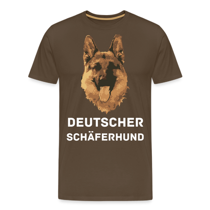 Männer Premium T-Shirt - Deutscher Schäferhund Design mit Text - personalisierbar - Edelbraun