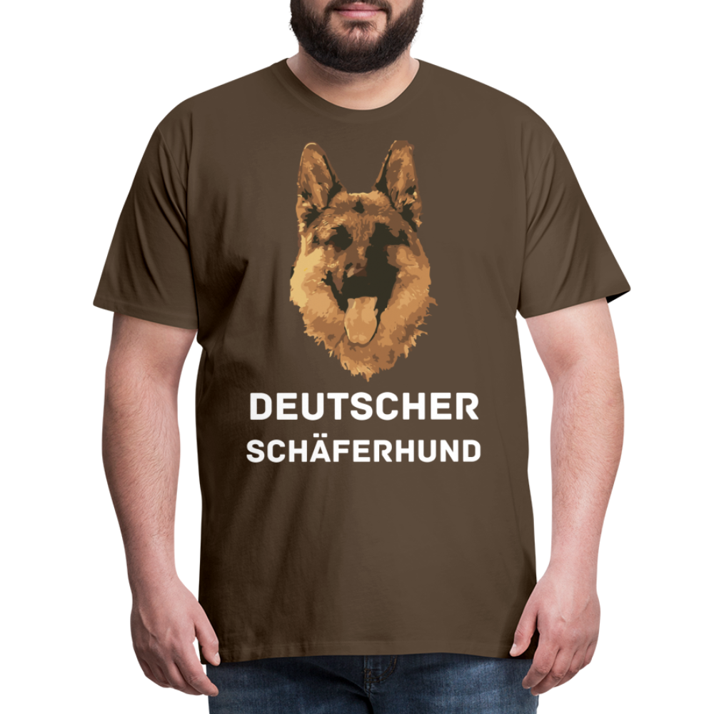 Männer Premium T-Shirt - Deutscher Schäferhund Design mit Text - personalisierbar - Edelbraun