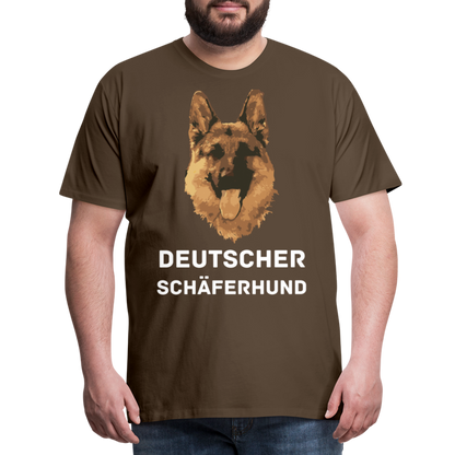 Männer Premium T-Shirt - Deutscher Schäferhund Design mit Text - personalisierbar - Edelbraun