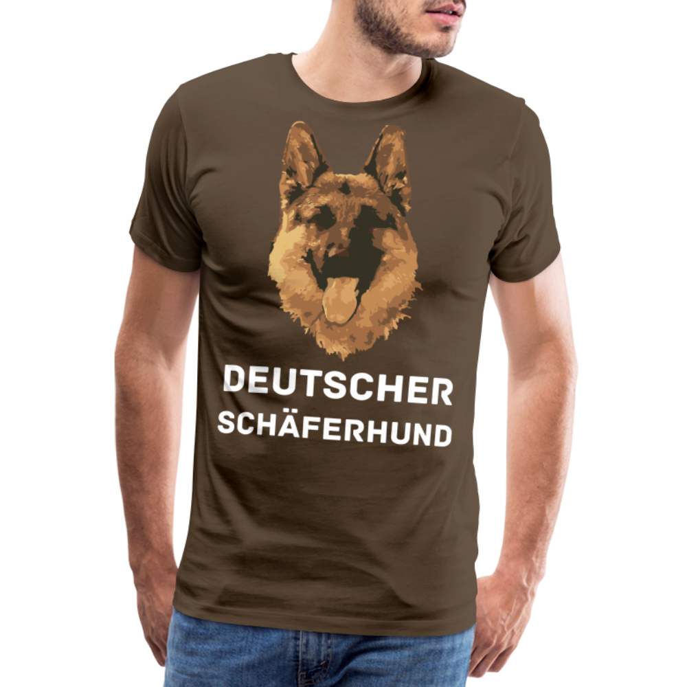 Männer Premium T-Shirt - Deutscher Schäferhund Design mit Text - personalisierbar - Edelbraun