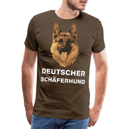 Männer Premium T-Shirt - Deutscher Schäferhund Design mit Text - personalisierbar - Edelbraun