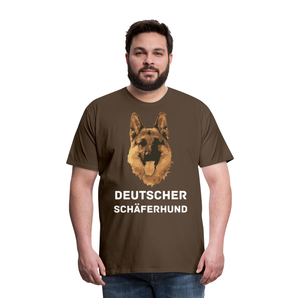 Männer Premium T-Shirt - Deutscher Schäferhund Design mit Text - personalisierbar - Edelbraun