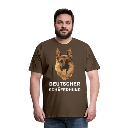 Männer Premium T-Shirt - Deutscher Schäferhund Design mit Text - personalisierbar - Edelbraun