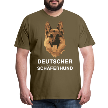 Männer Premium T-Shirt - Deutscher Schäferhund Design mit Text - personalisierbar - Khaki