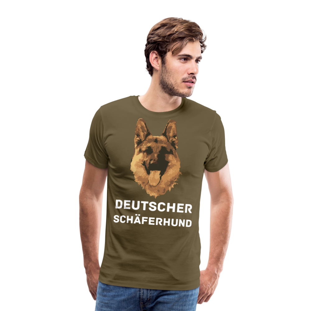 Männer Premium T-Shirt - Deutscher Schäferhund Design mit Text - personalisierbar - Khaki