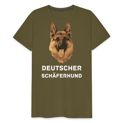 Männer Premium T-Shirt - Deutscher Schäferhund Design mit Text - personalisierbar - Khaki