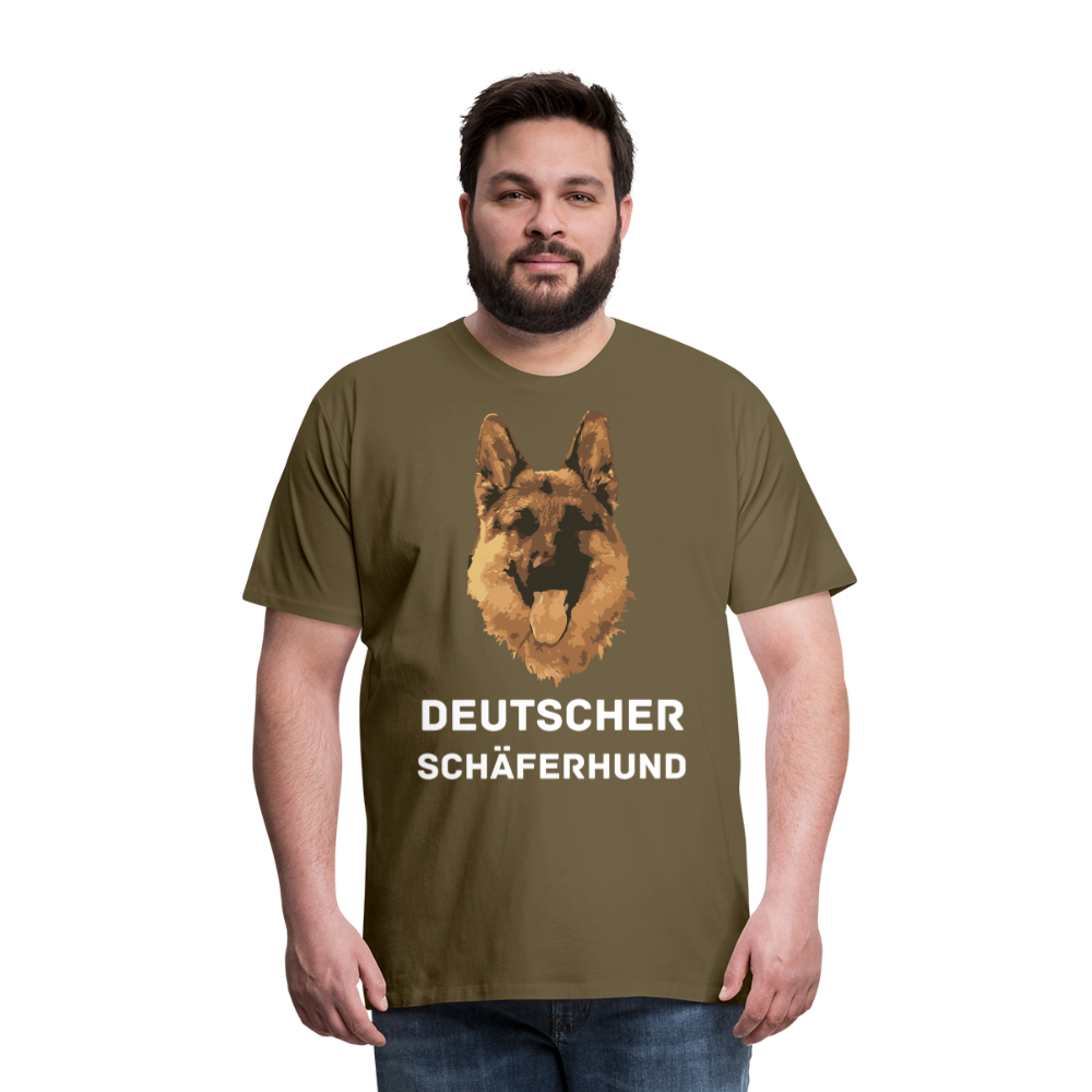 Männer Premium T-Shirt - Deutscher Schäferhund Design mit Text - personalisierbar - Khaki