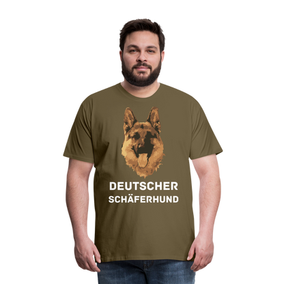 Männer Premium T-Shirt - Deutscher Schäferhund Design mit Text - personalisierbar - Khaki