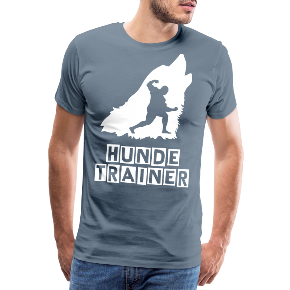 Männer Premium T-Shirt - Hundetrainer Design - Blaugrau