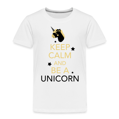 Kinder Premium T-Shirt - Keep Calm and be a Unicorn - weiß