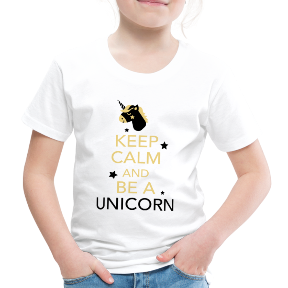 Kinder Premium T-Shirt - Keep Calm and be a Unicorn - weiß