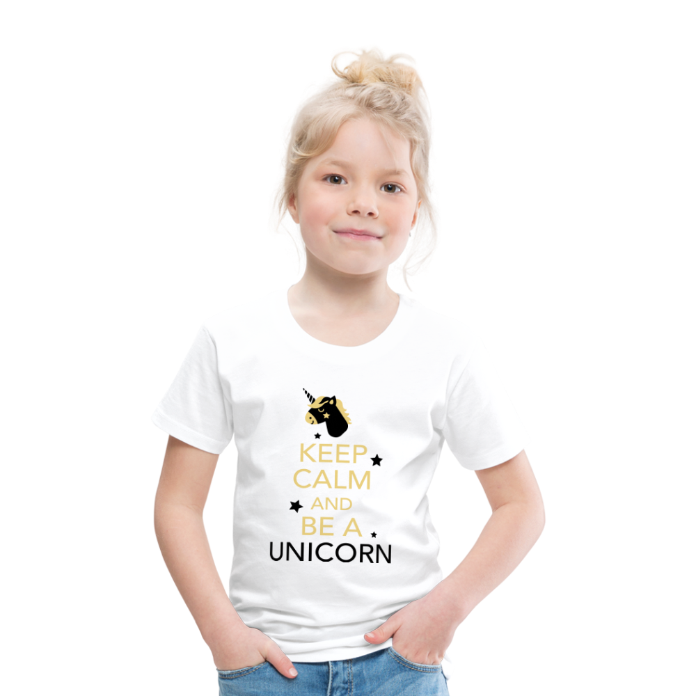 Kinder Premium T-Shirt - Keep Calm and be a Unicorn - weiß