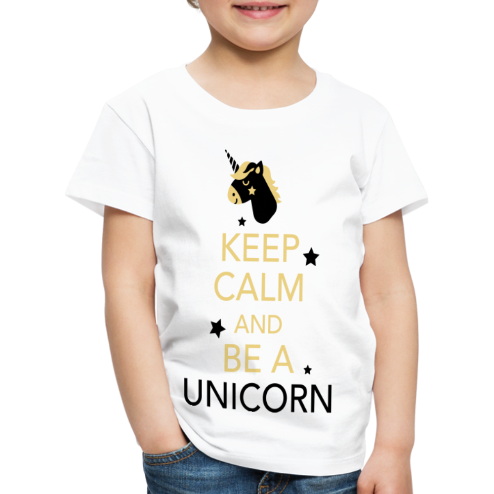 Kinder Premium T-Shirt - Keep Calm and be a Unicorn - weiß