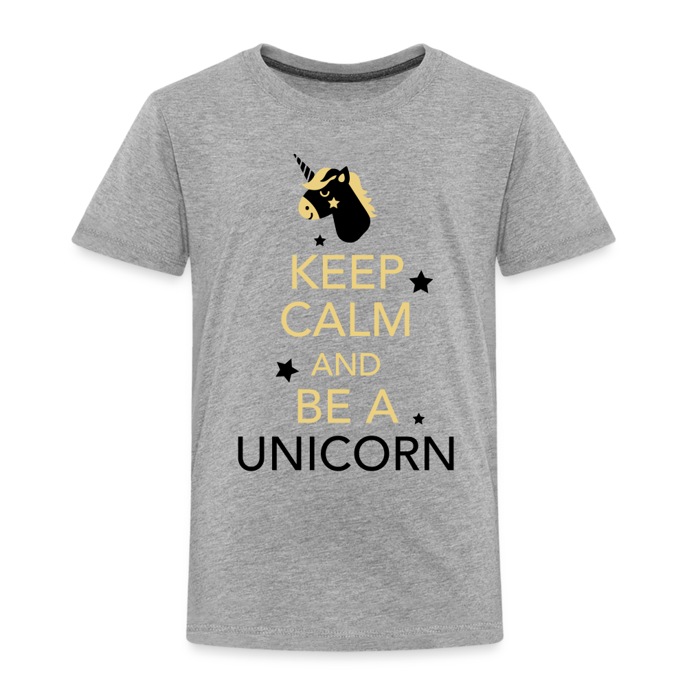 Kinder Premium T-Shirt - Keep Calm and be a Unicorn - Grau meliert