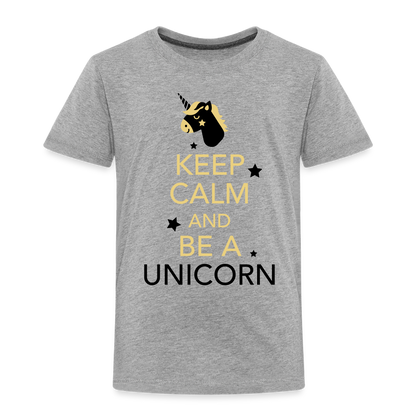 Kinder Premium T-Shirt - Keep Calm and be a Unicorn - Grau meliert