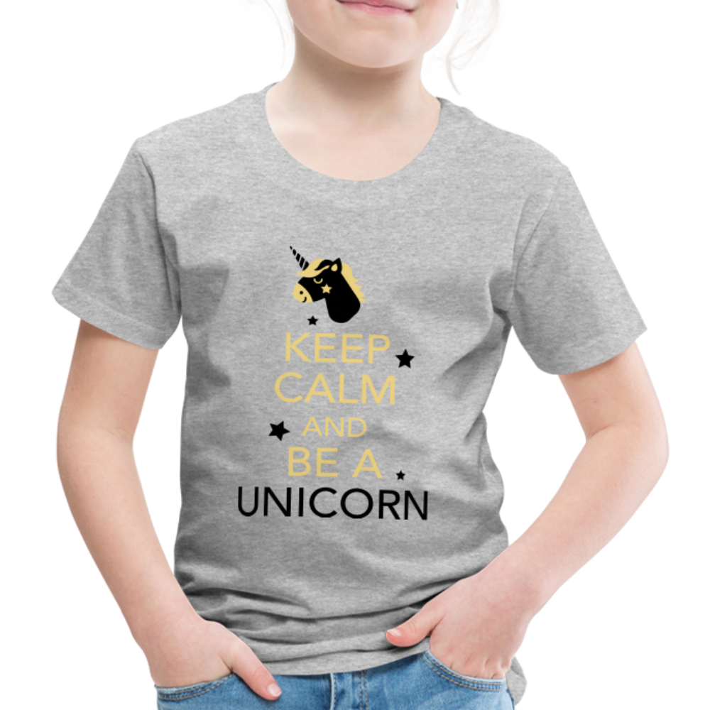 Kinder Premium T-Shirt - Keep Calm and be a Unicorn - Grau meliert