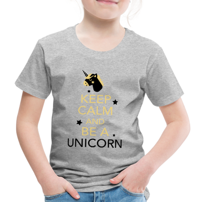 Kinder Premium T-Shirt - Keep Calm and be a Unicorn - Grau meliert