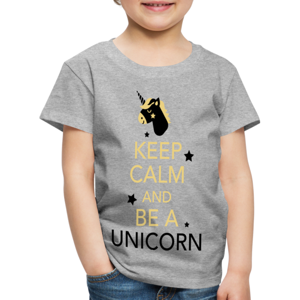 Kinder Premium T-Shirt - Keep Calm and be a Unicorn - Grau meliert