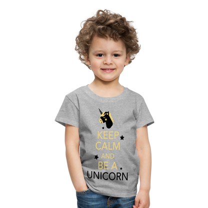 Kinder Premium T-Shirt - Keep Calm and be a Unicorn - Grau meliert